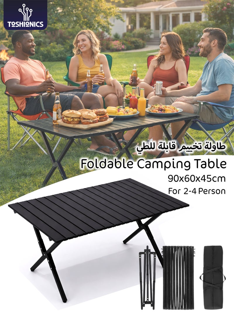 Toshionics Outdoor Camping Folding Table – Lightweight Portable Metal Roll Up Table with Carry Bag, Compact Foldable Picnic Table for Hiking, Fishing, Beach, BBQ, Cooking, Travel, Festival & Indoor Outdoor Use-90×60X45cm - Image 1